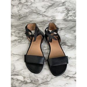 Gentle Souls By Kenneth Cole Leather Sandals Womens Ankle Strap Black Size 8